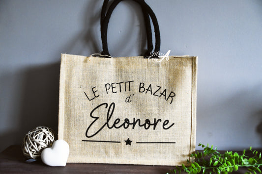 Sac en toile de jute "Le petit bazar de ..."