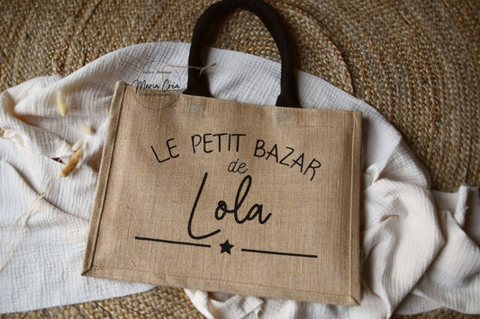Sac en toile de jute "Le petit bazar de ..."