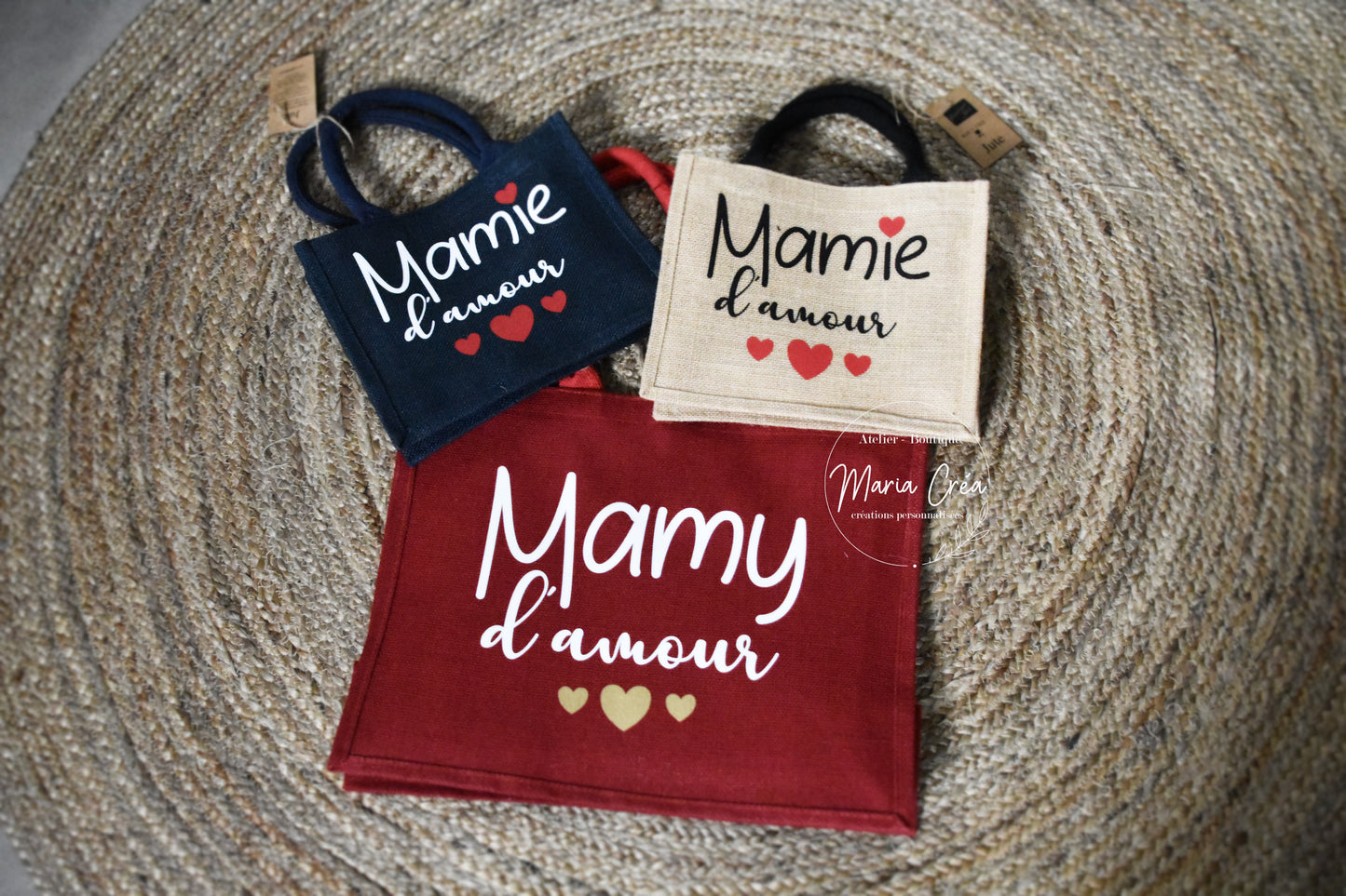 Sac en toile de jute "... d'amour "