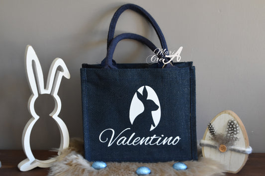 Sac en toile de jute Pâques - silhouette oeuf