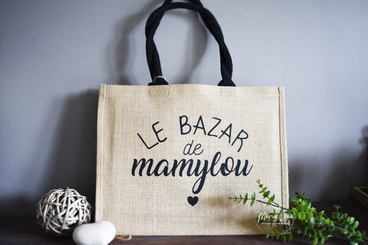 Sac en toile de jute "Le bazar de ..."