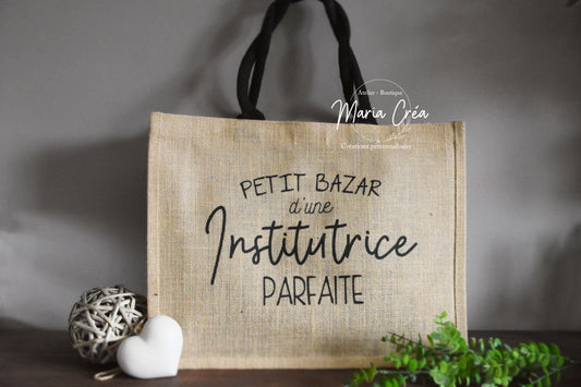 Sac en toile de jute "Petit bazar d'une .... parfaite"