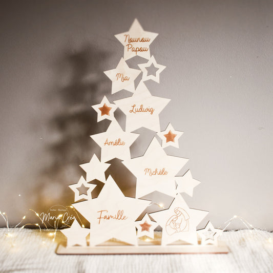 Sapin en bois étoiles