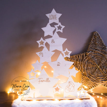 Sapin en bois étoiles