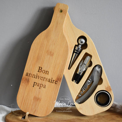 Set à vin en bambou - Forme bouteille