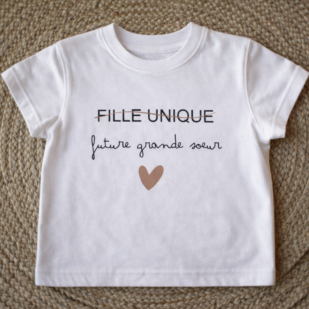 T-shirt enfant "Fille unique/fils unique - future grande soeur/futur grand frère"