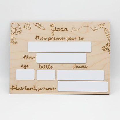 Tableau rentrée scolaire personnalisé – Mon premier jour d'école