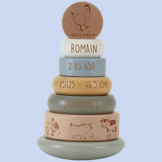 Tour de jeux empilable en bois personnalisée - Petite ferme